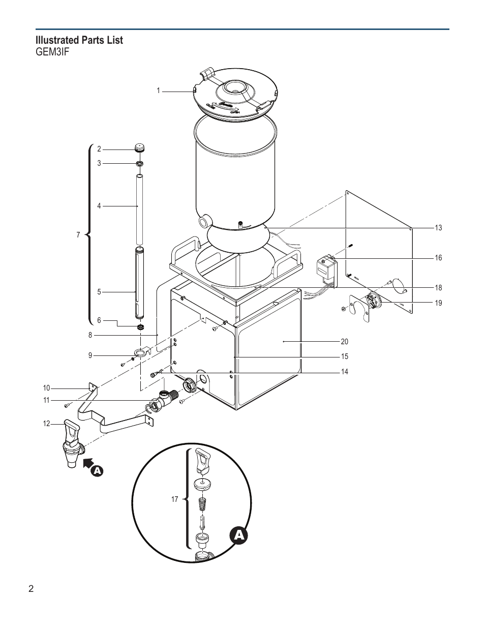 Illustrated parts list gem3if | Wilbur Curtis GEM3IF User Manual | Page 2 / 4