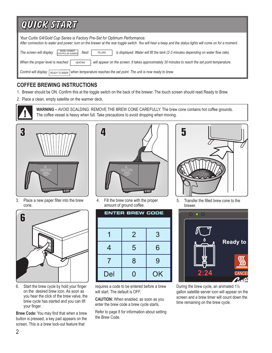 Coffee brewing instructions | Wilbur Curtis G4GEMSIF User Manual | Page 2 / 18