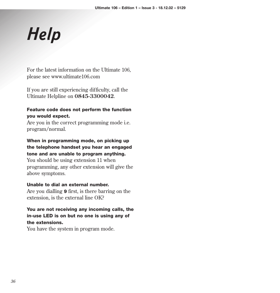 Help | BT 106 User Manual | Page 38 / 45