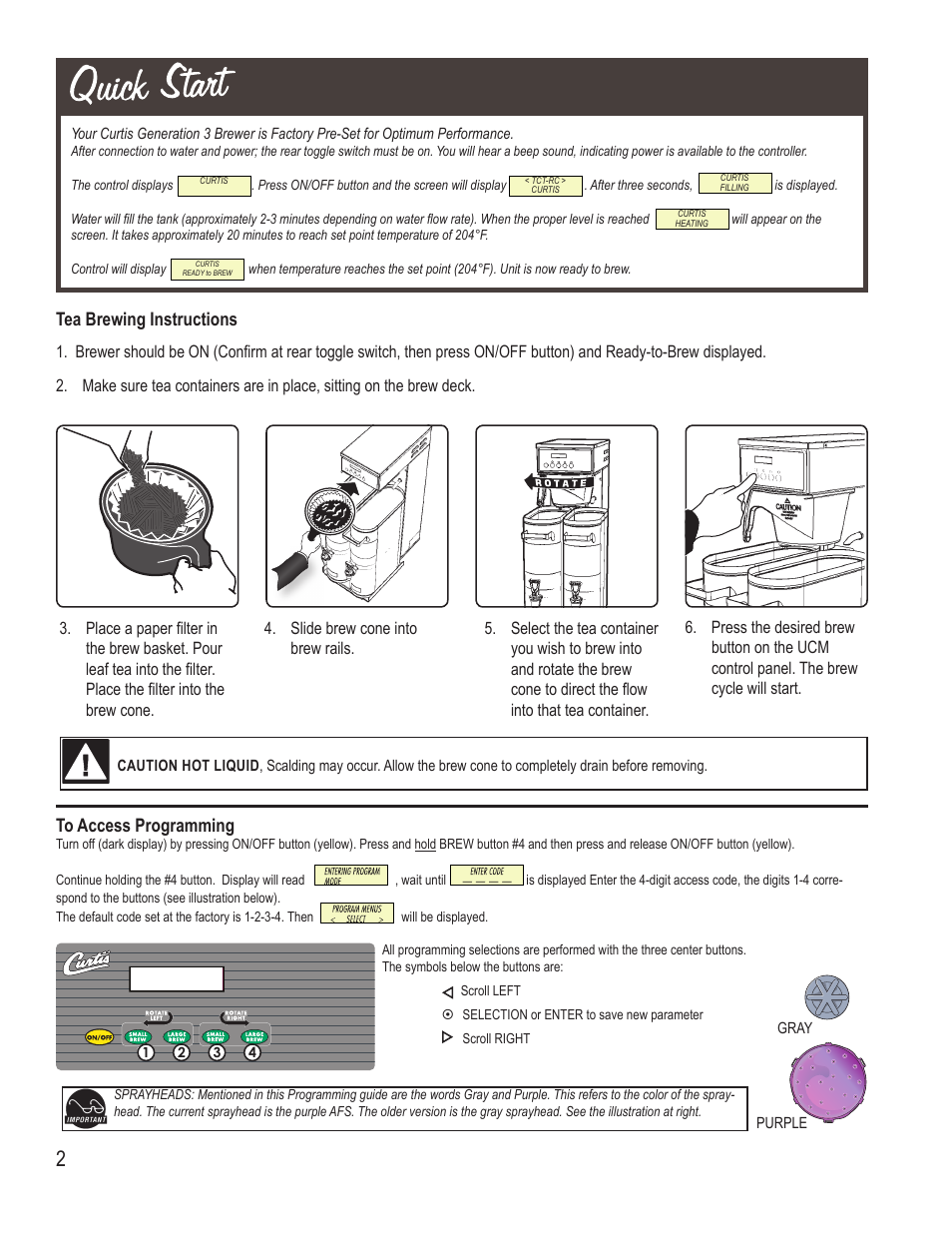 Tea brewing instructions | Wilbur Curtis RTB30061 User Manual | Page 2 / 10
