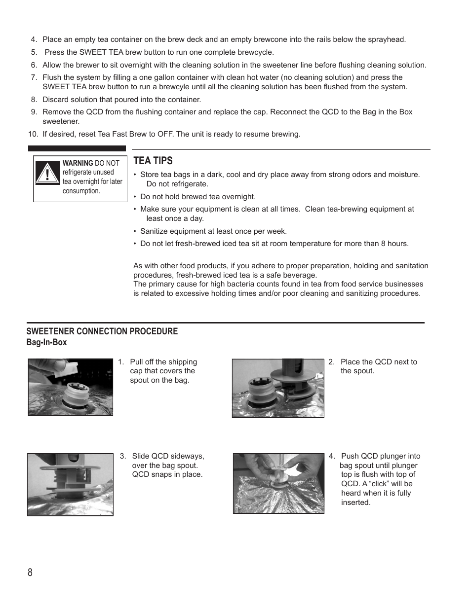 Tea tips | Wilbur Curtis RSTB with Dual Dilution & Sweetener Option User Manual | Page 8 / 16