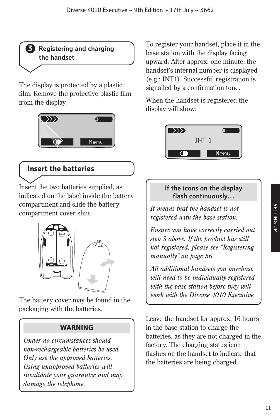 Insert the batteries | BT 4010 Executive User Manual | Page 13 / 69