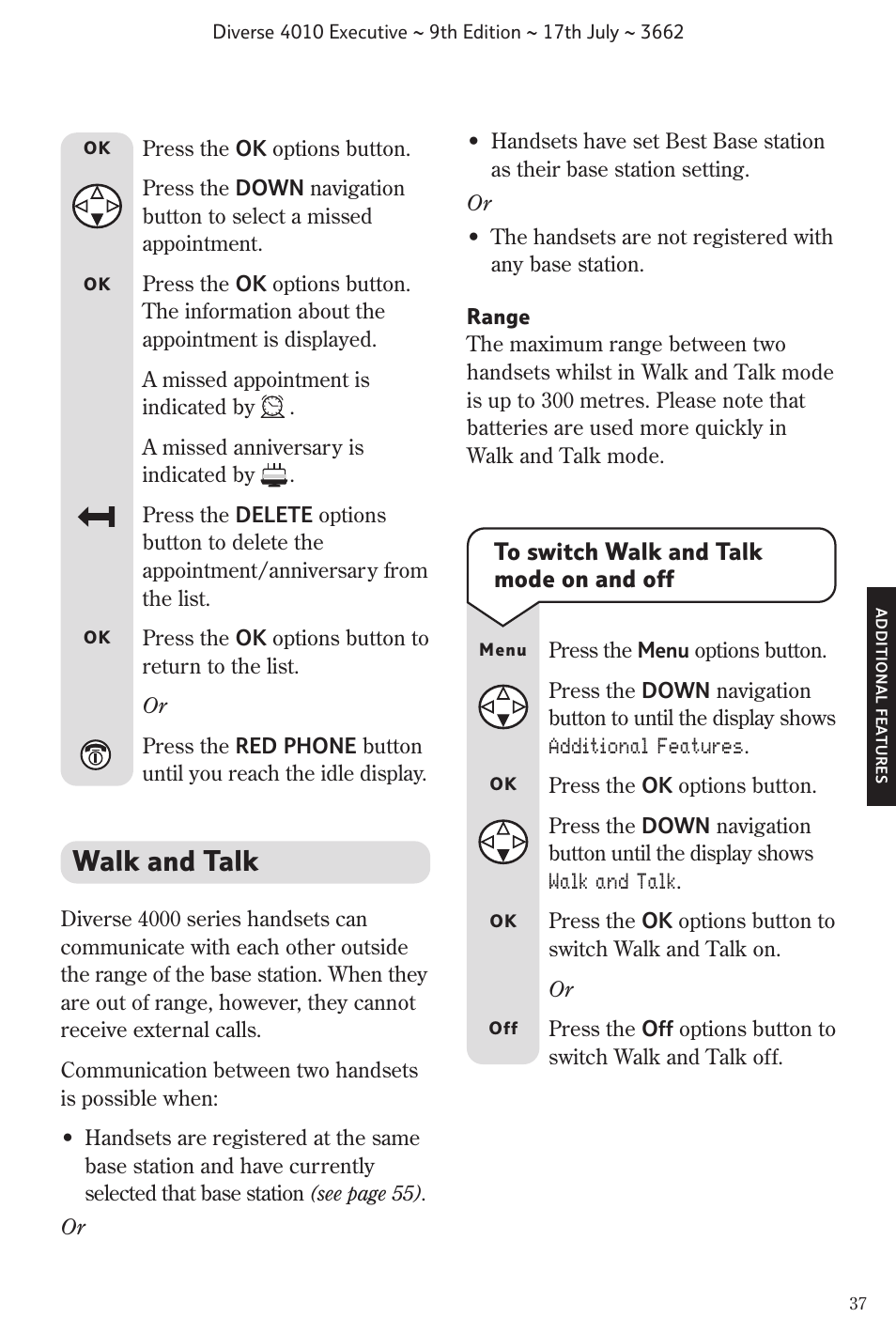 Walk and talk | BT 4010 Executive User Manual | Page 39 / 69