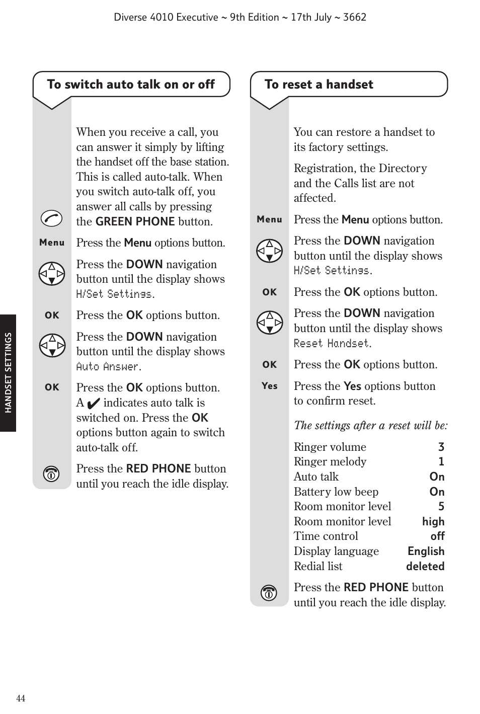 BT 4010 Executive User Manual | Page 46 / 69