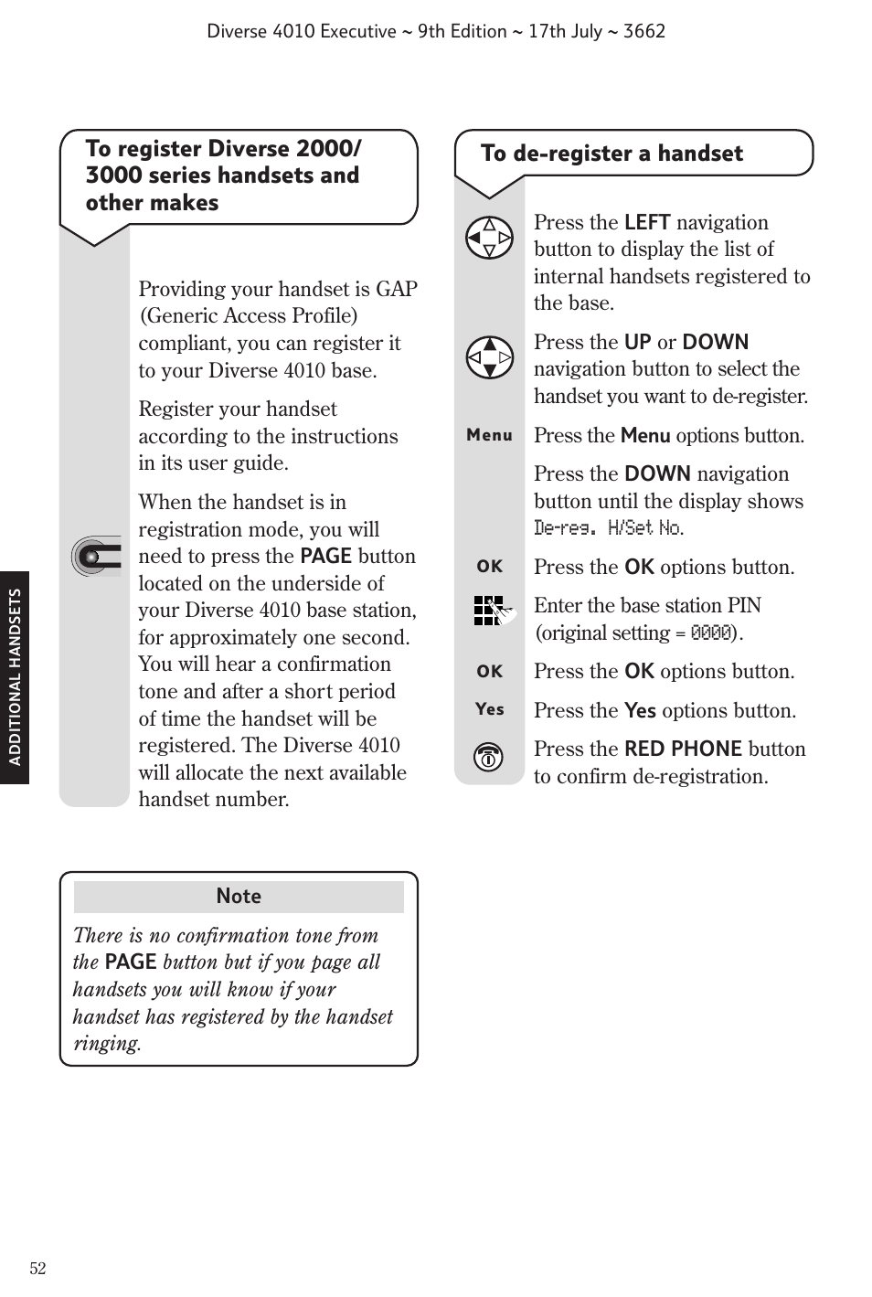 BT 4010 Executive User Manual | Page 54 / 69