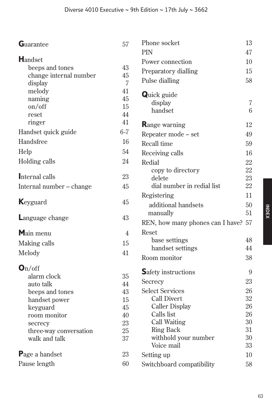 BT 4010 Executive User Manual | Page 65 / 69