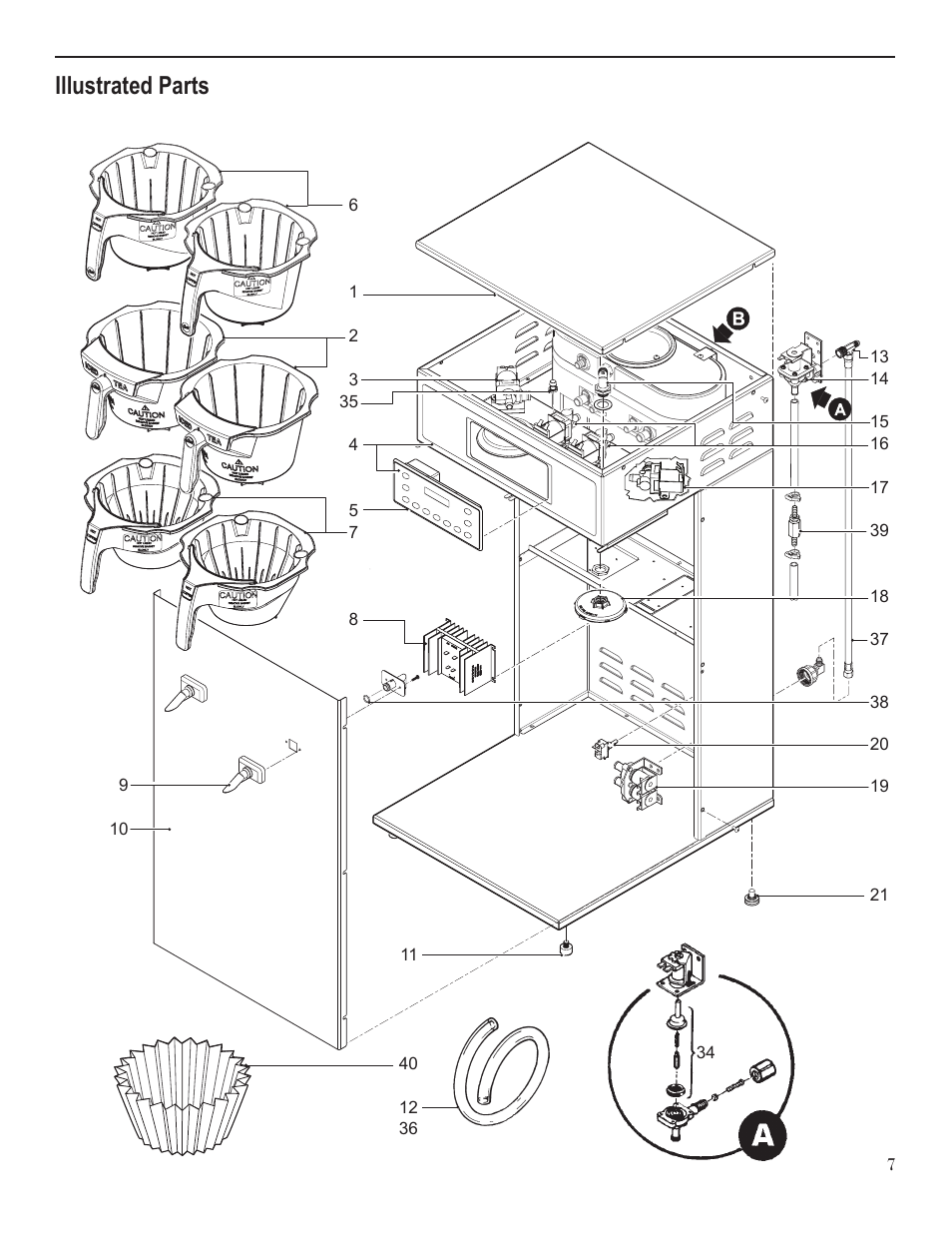 Illustrated parts | Wilbur Curtis CBHT User Manual | Page 7 / 12