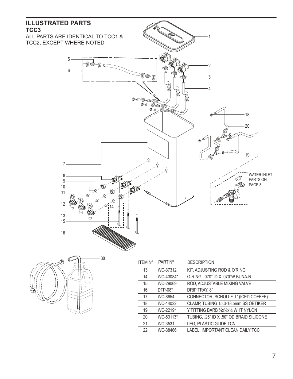 Illustrated parts | Wilbur Curtis TCC3 User Manual | Page 7 / 12