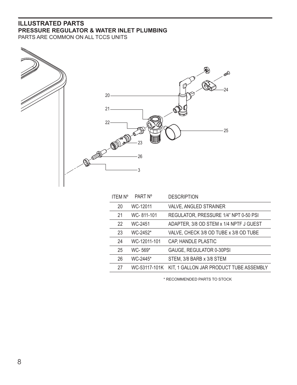 Illustrated parts | Wilbur Curtis TCC3S User Manual | Page 8 / 12