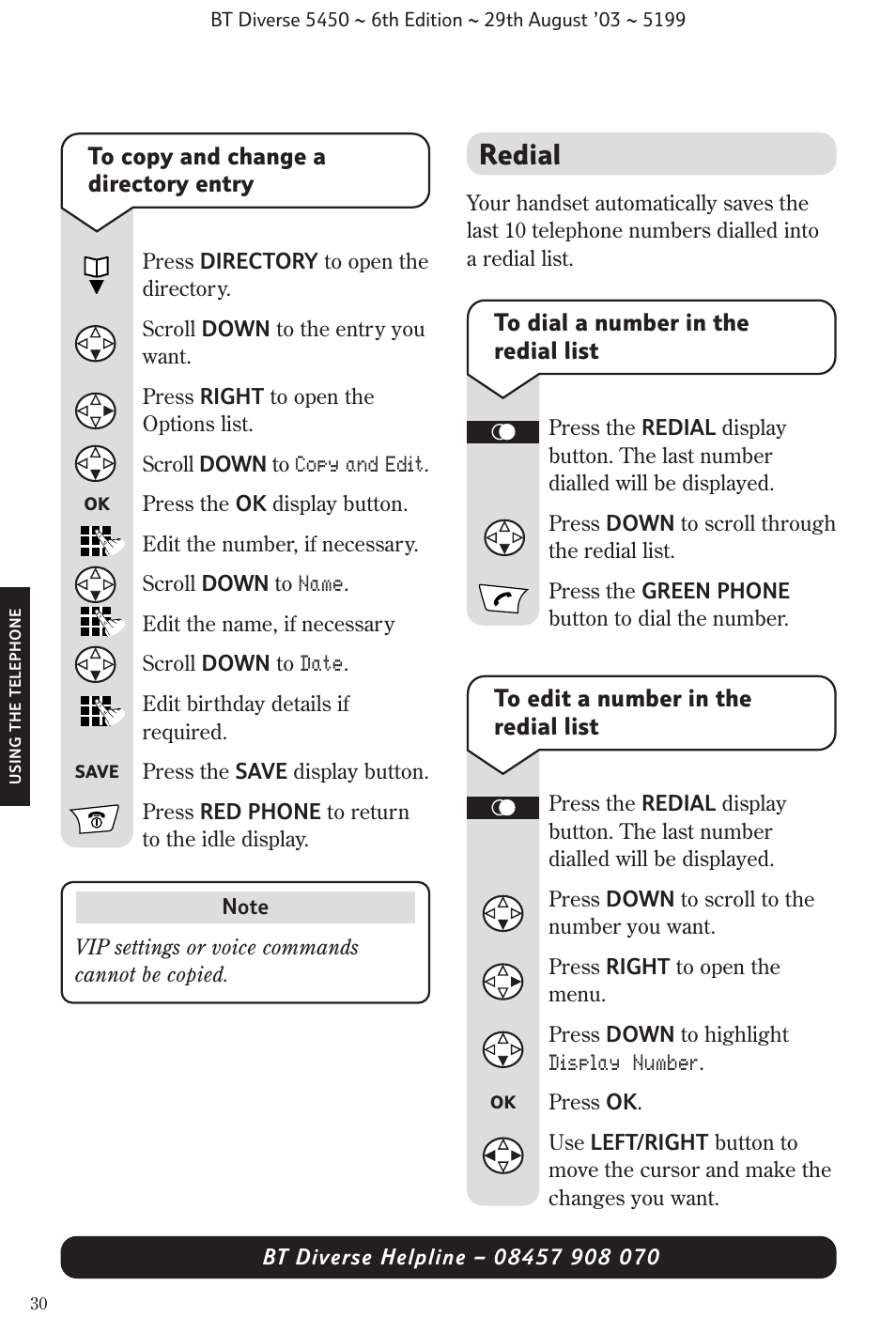 Redial | BT Diverse 5450 User Manual | Page 32 / 94