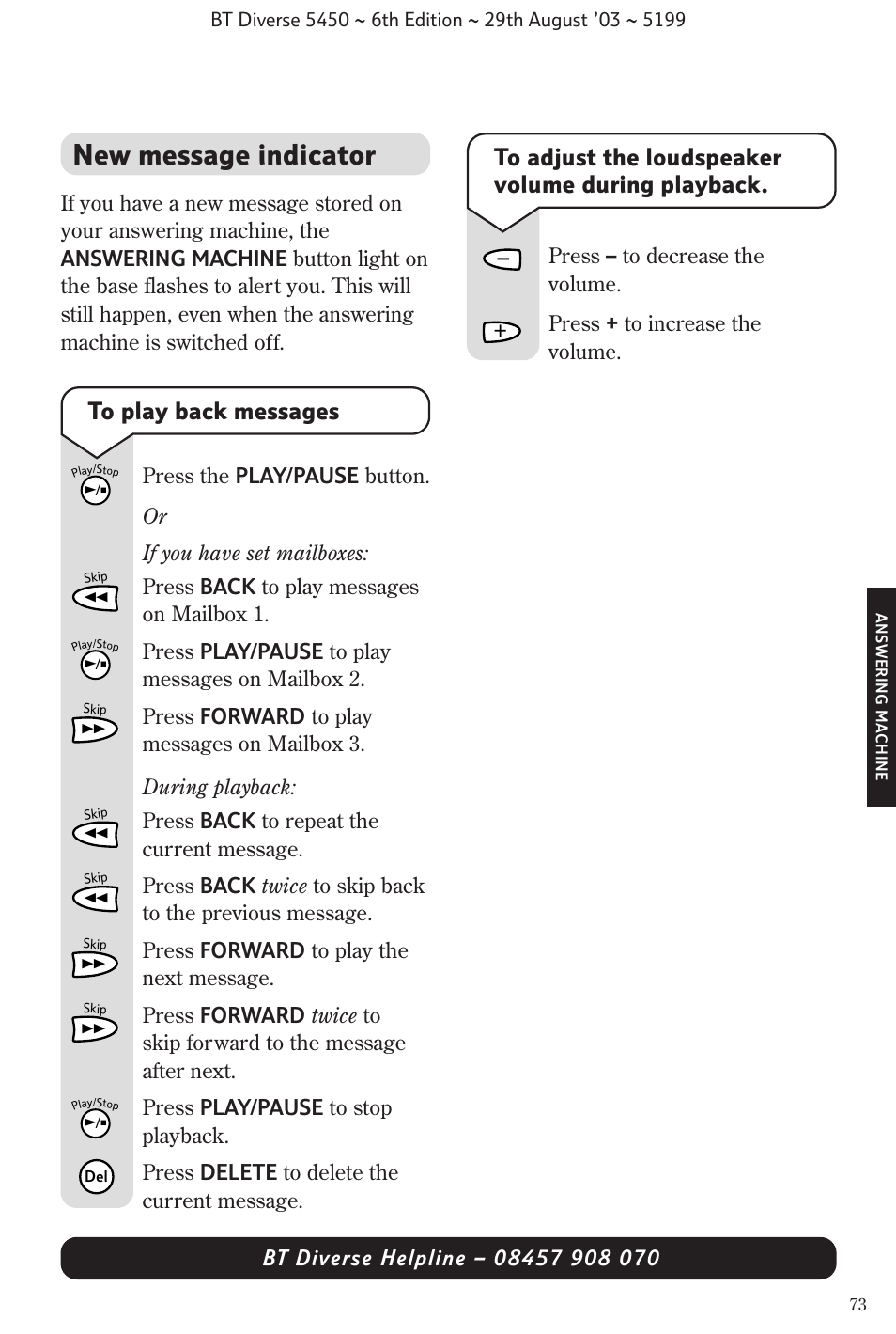 New message indicator | BT Diverse 5450 User Manual | Page 75 / 94