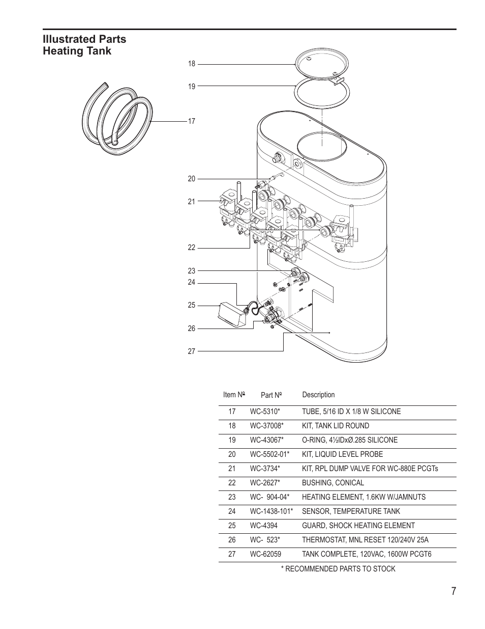 Illustrated parts heating tank | Wilbur Curtis PCGT6 User Manual | Page 7 / 12