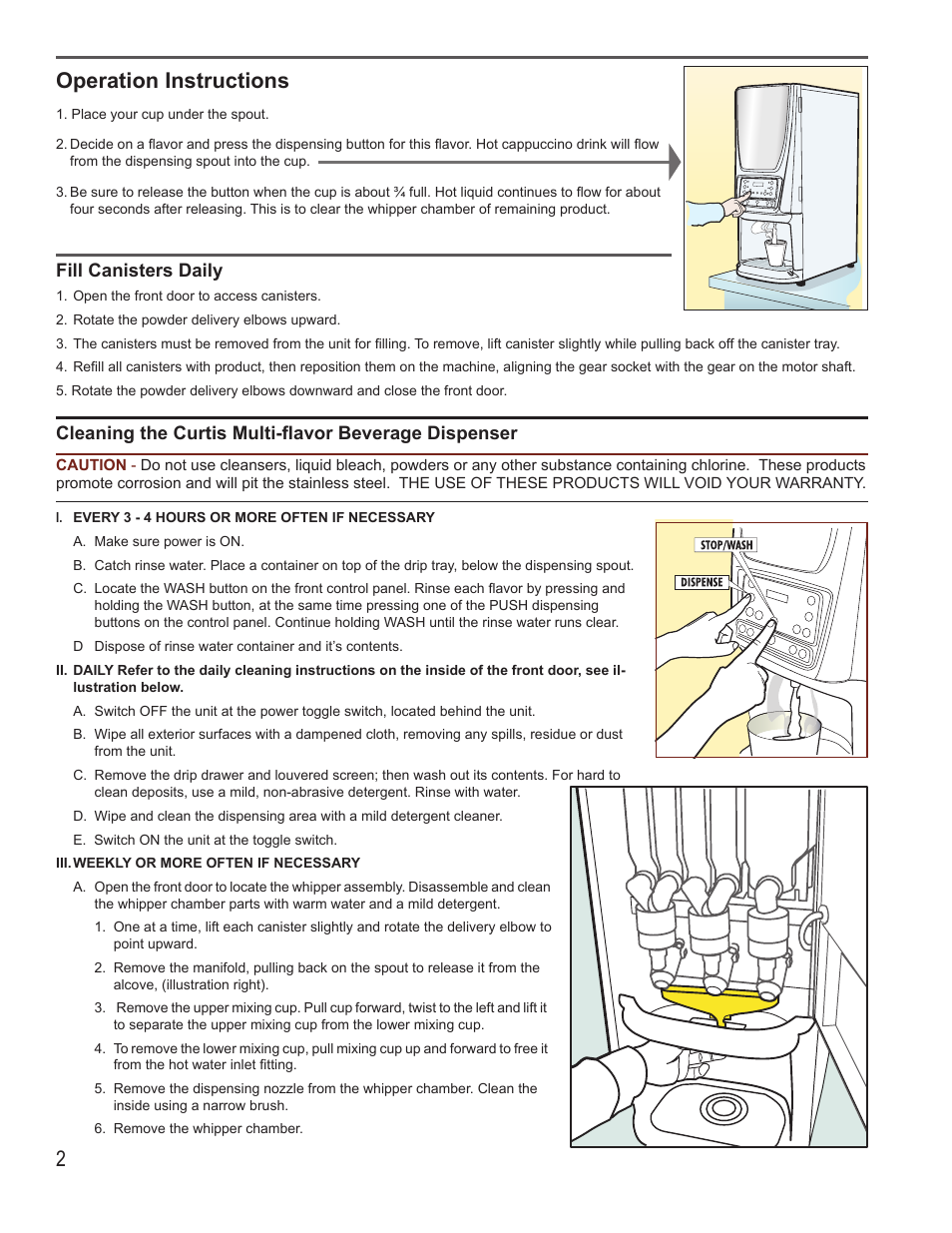 Operation instructions | Wilbur Curtis EXPR User Manual | Page 2 / 10