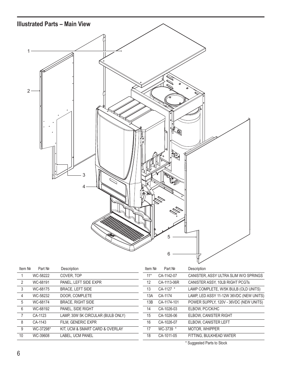 Illustrated parts – main view | Wilbur Curtis EXPR User Manual | Page 6 / 10