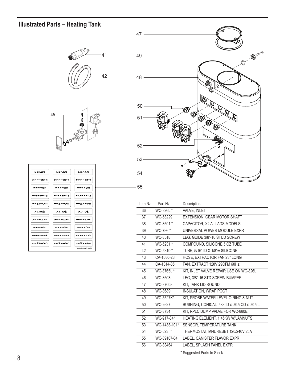 Illustrated parts – heating tank | Wilbur Curtis EXPR User Manual | Page 8 / 10