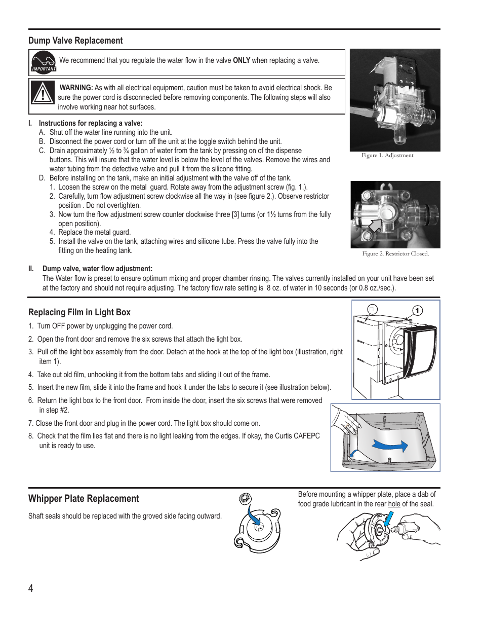 Whipper plate replacement | Wilbur Curtis CAFE PC4 WITH LIGHT BOX User Manual | Page 4 / 8