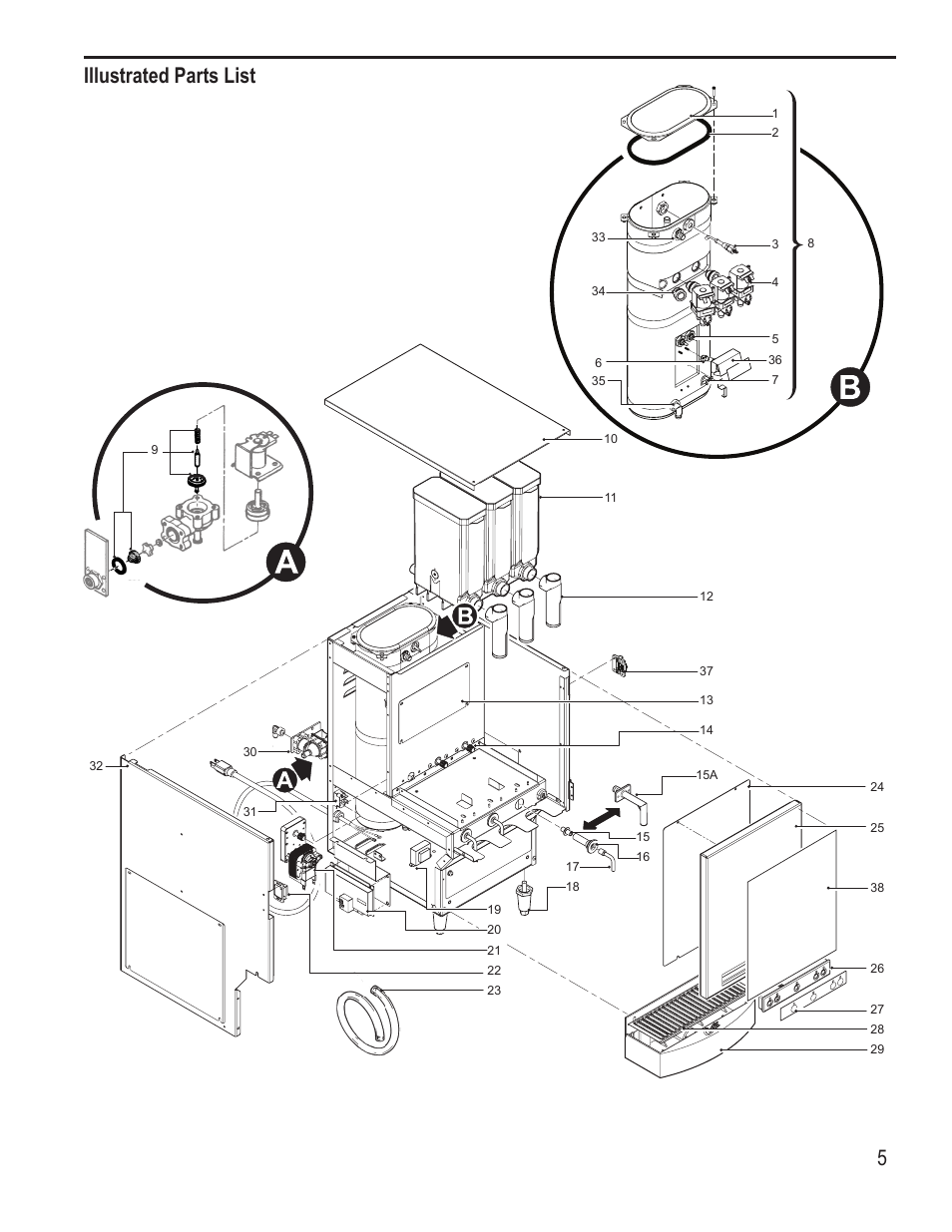 5illustrated parts list | Wilbur Curtis CAFEOAT3 User Manual | Page 5 / 8