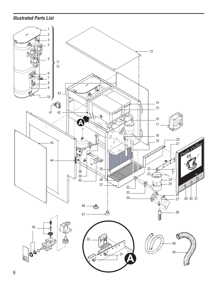 Illustrated parts list | Wilbur Curtis SD2 User Manual | Page 6 / 8
