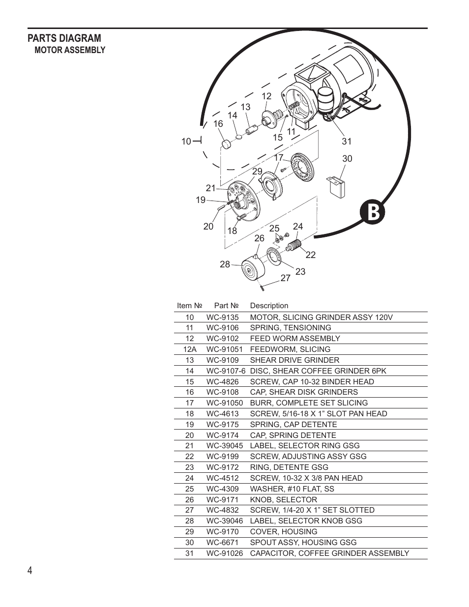 4parts diagram | Wilbur Curtis GSG-3RED User Manual | Page 4 / 6