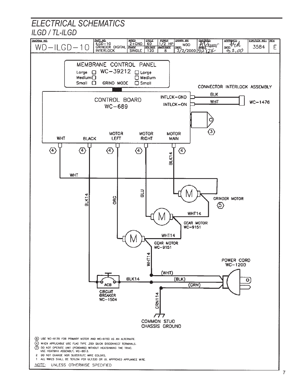 Electrical schematics | Wilbur Curtis TL-ILGD User Manual | Page 7 / 12