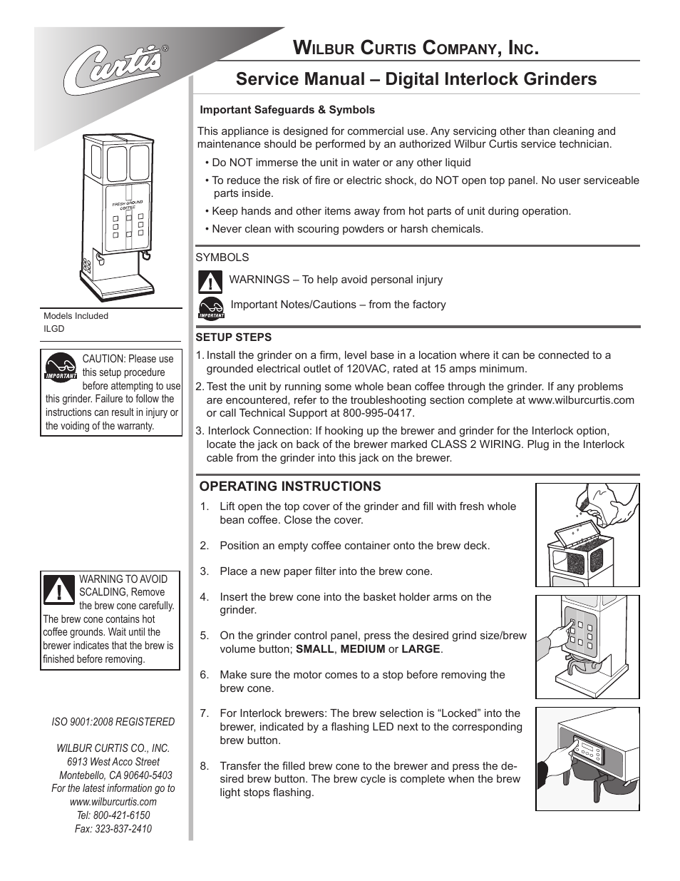 Wilbur Curtis ILGD User Manual | 8 pages