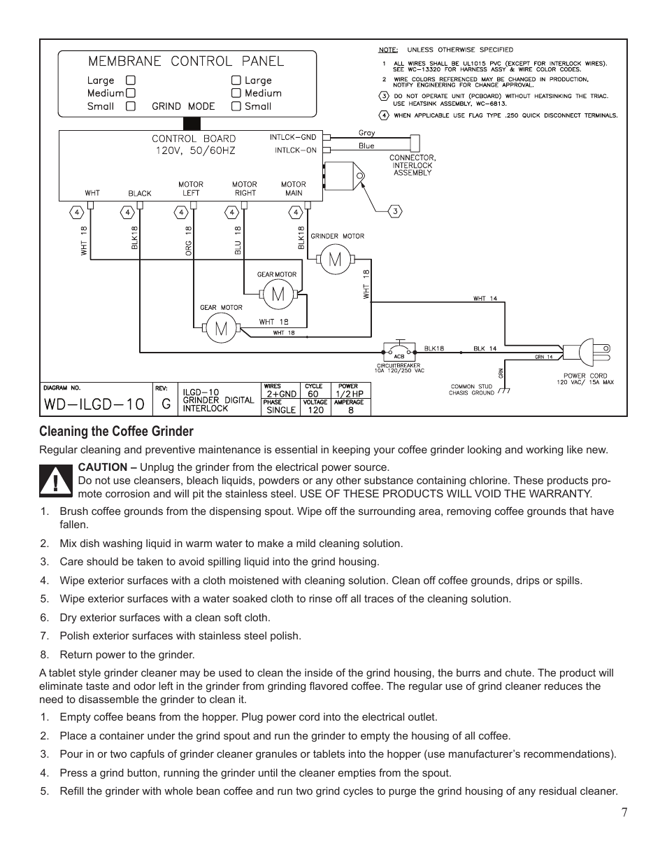 Cleaning the coffee grinder | Wilbur Curtis ILGD User Manual | Page 7 / 8