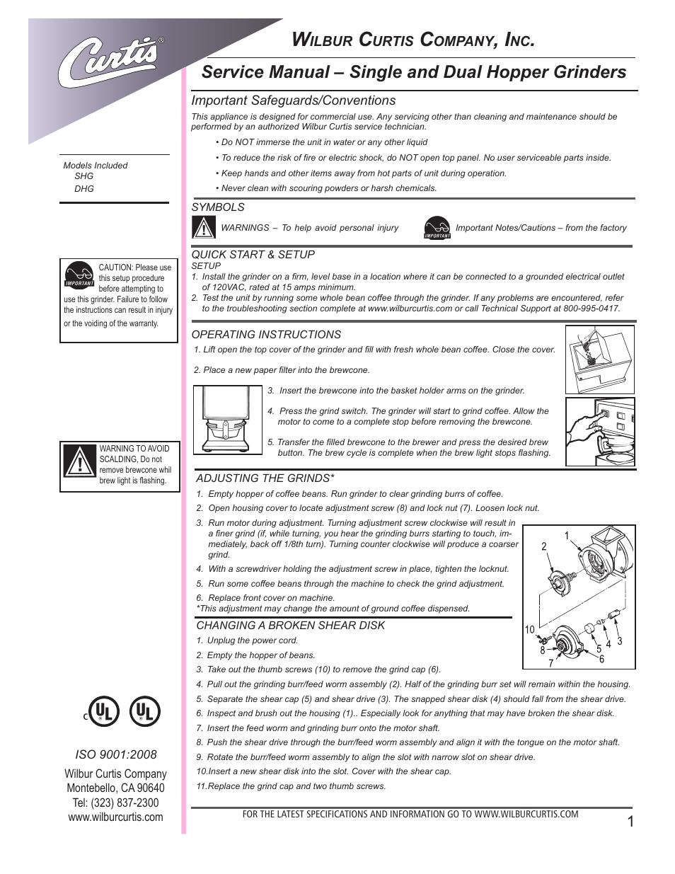 Wilbur Curtis DHG User Manual | 6 pages