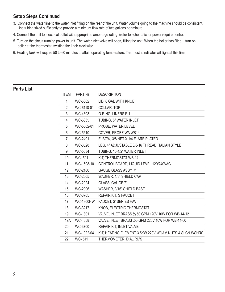 Wilbur Curtis WB-14-60 User Manual | Page 2 / 8