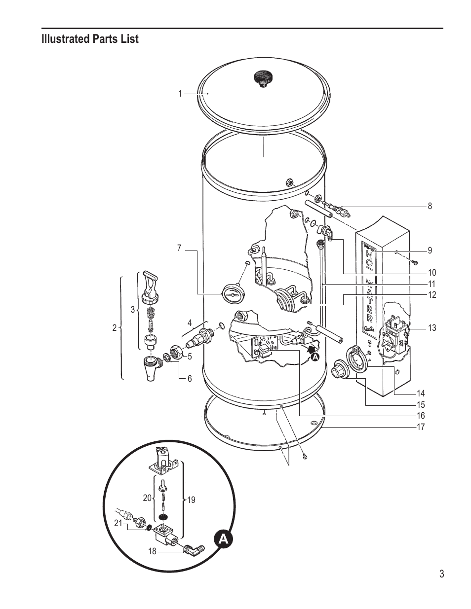 Illustrated parts list | Wilbur Curtis WB-10-60 User Manual | Page 3 / 8