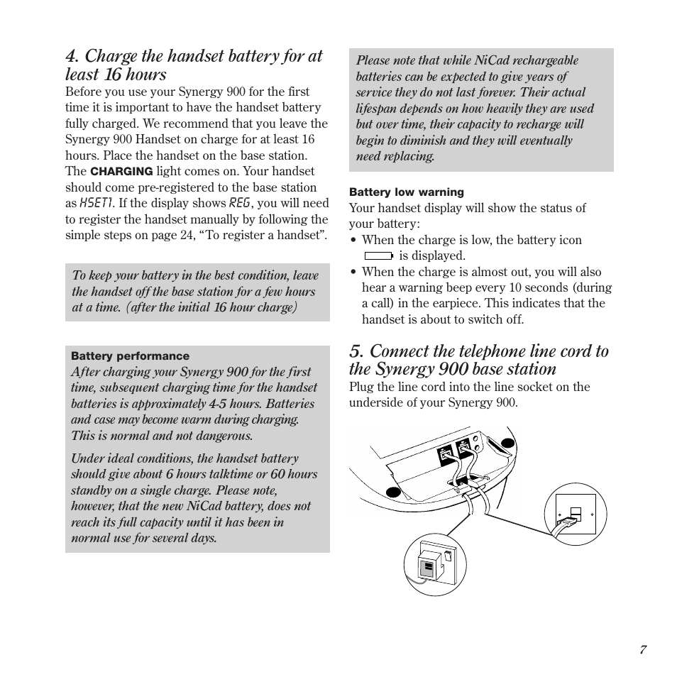Charge the handset battery for at least 16 hours | BT 900 User Manual | Page 10 / 42