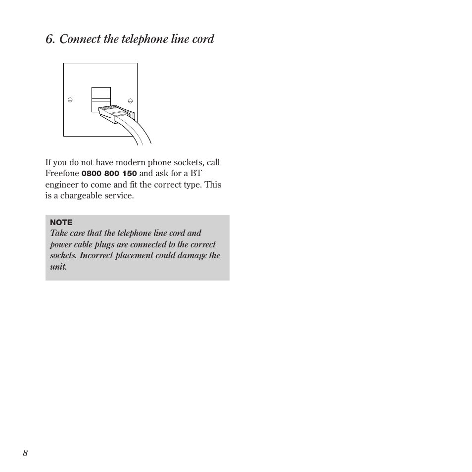 Connect the telephone line cord | BT 900 User Manual | Page 11 / 42