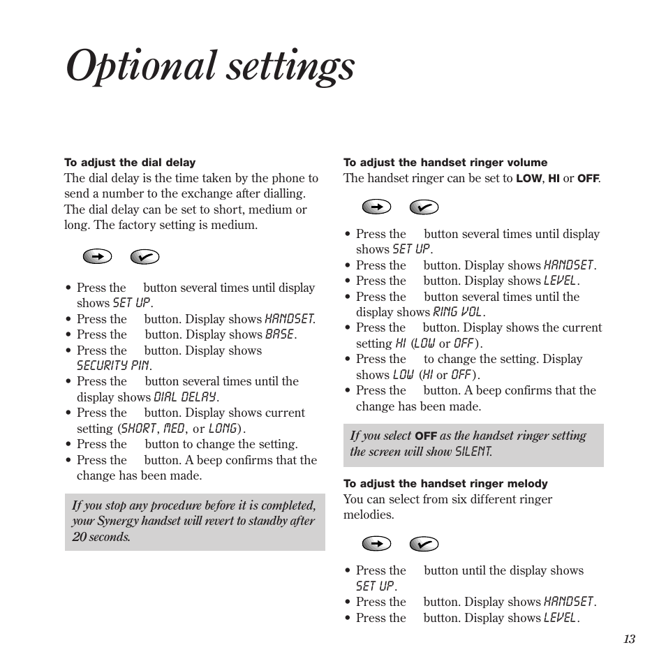 Optional settings | BT 900 User Manual | Page 16 / 42