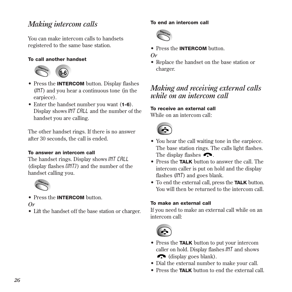 Making intercom calls | BT 900 User Manual | Page 29 / 42
