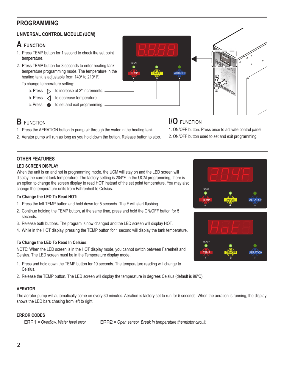 Programming | Wilbur Curtis WB5GT User Manual | Page 2 / 8