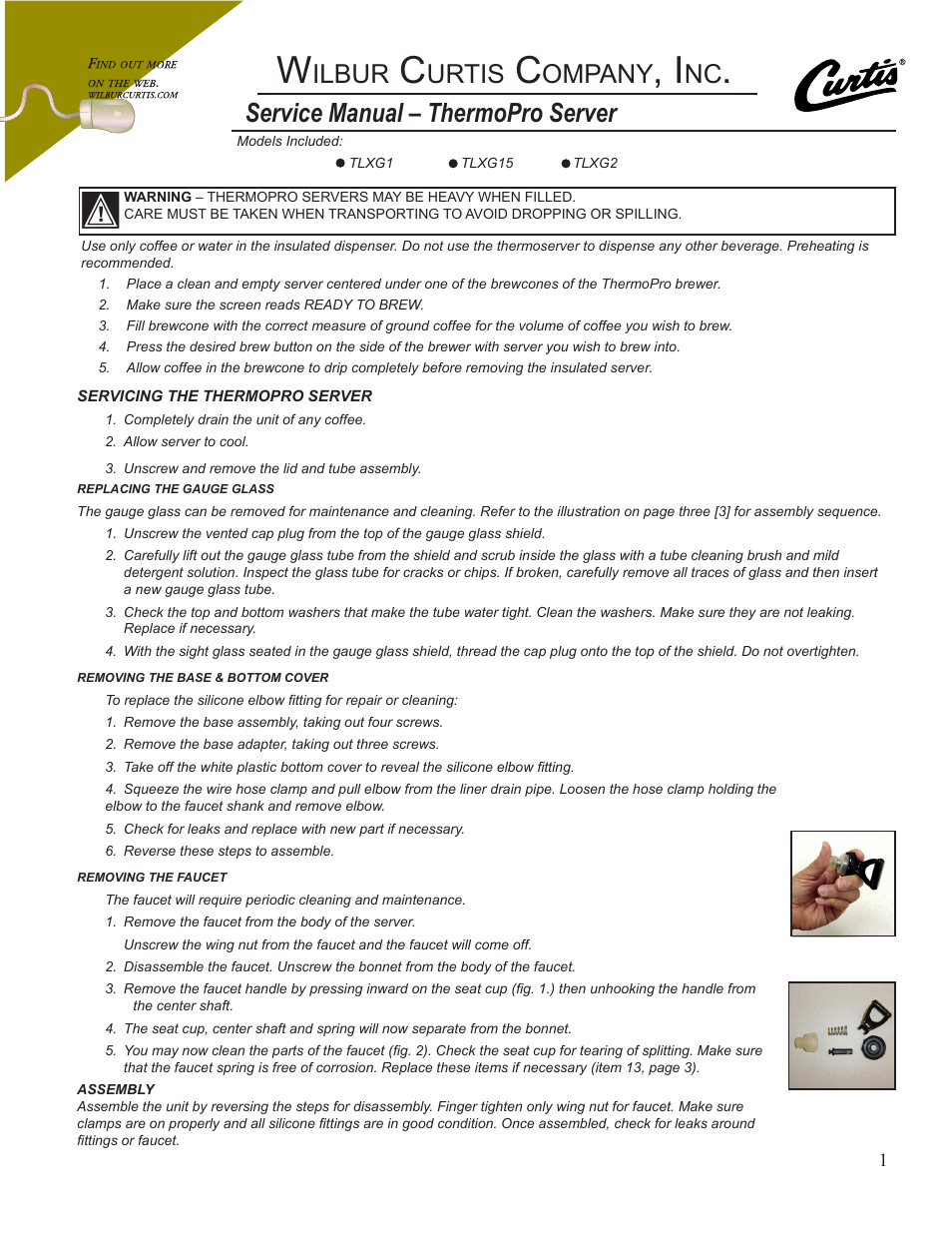 Wilbur Curtis TLXG2 User Manual | 4 pages