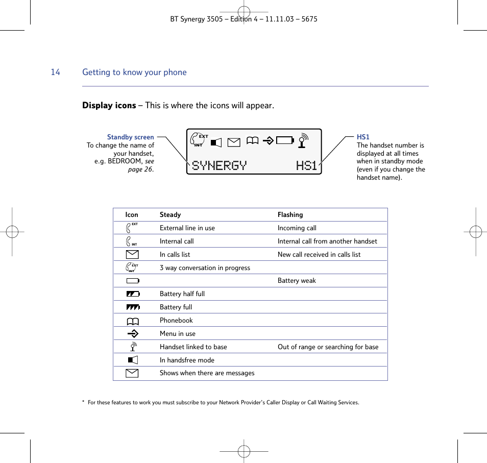 Synergy hs1 | BT 3505 User Manual | Page 14 / 72