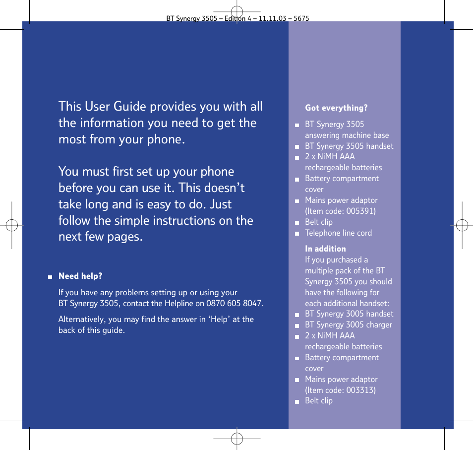 BT 3505 User Manual | Page 3 / 72