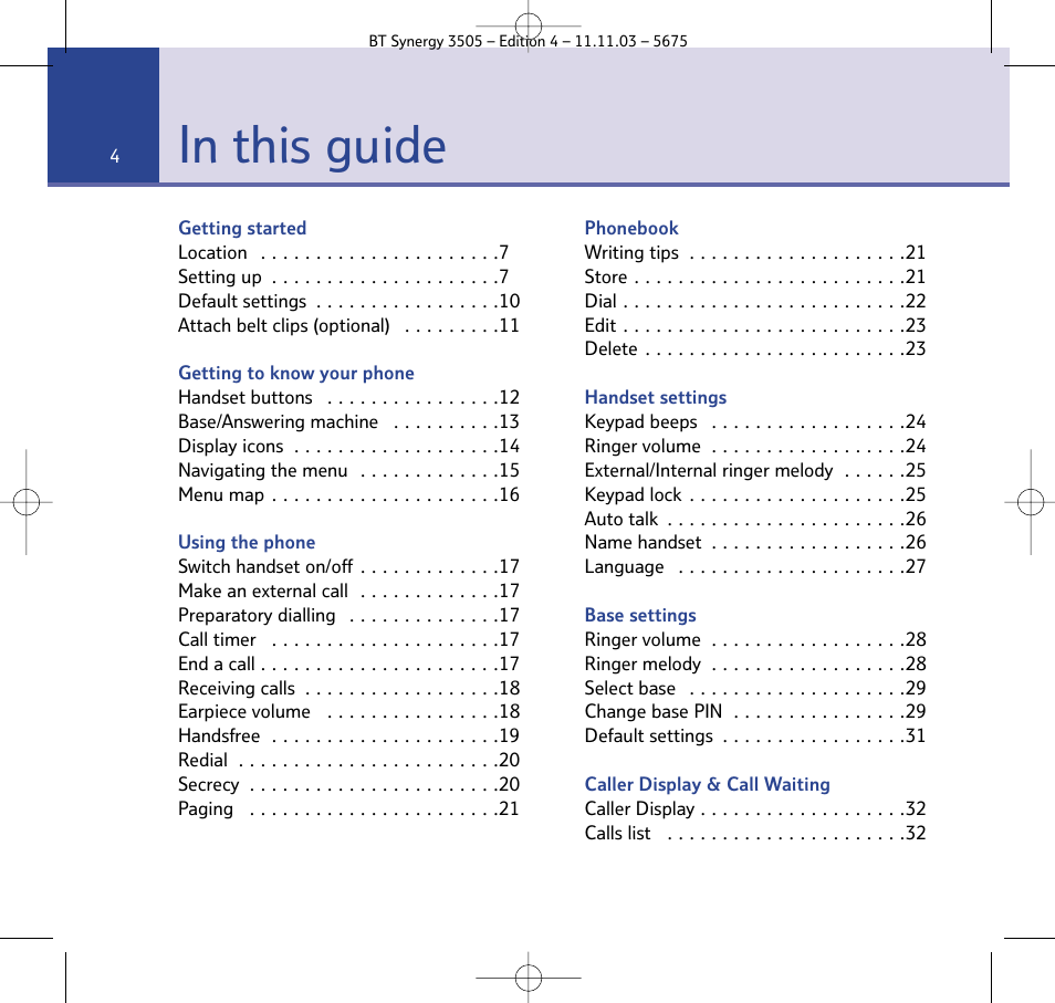 BT 3505 User Manual | Page 4 / 72