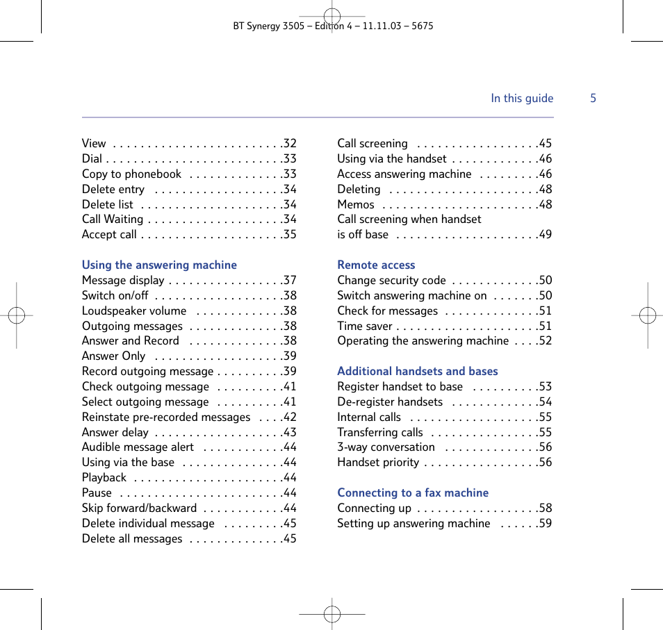 BT 3505 User Manual | Page 5 / 72