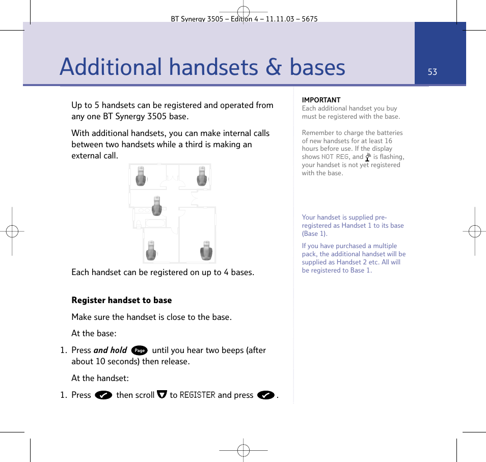 Additional handsets & bases | BT 3505 User Manual | Page 53 / 72