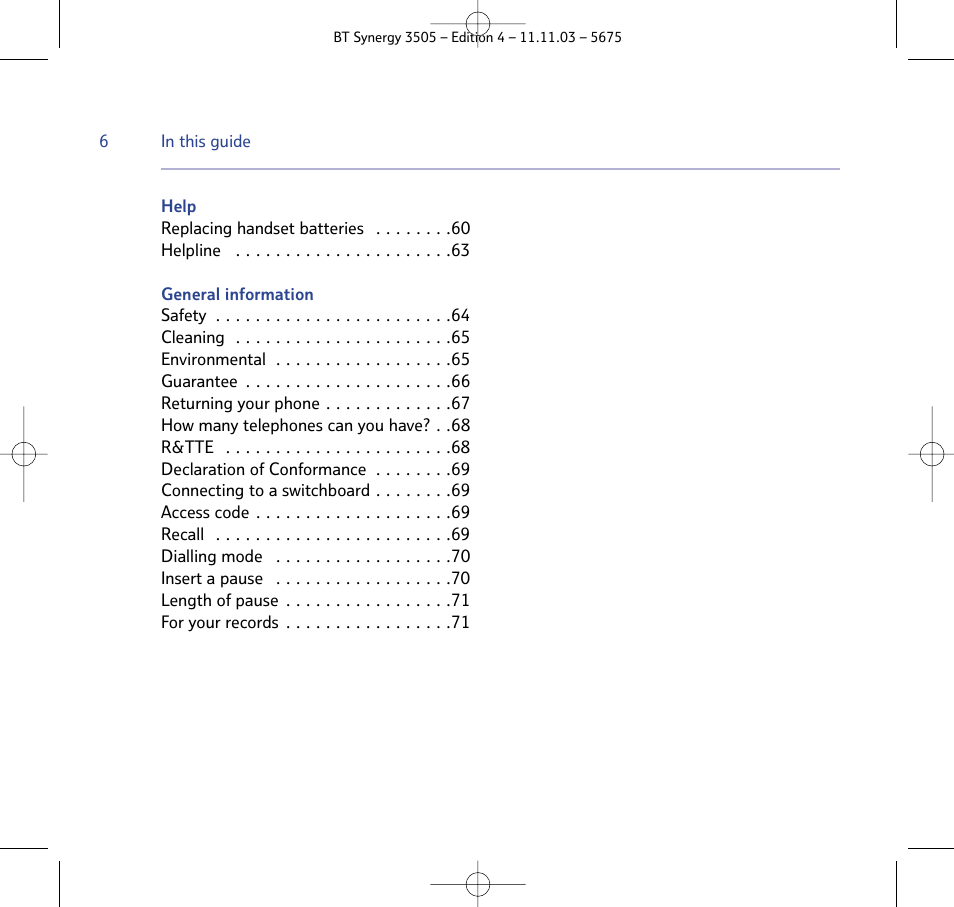 BT 3505 User Manual | Page 6 / 72