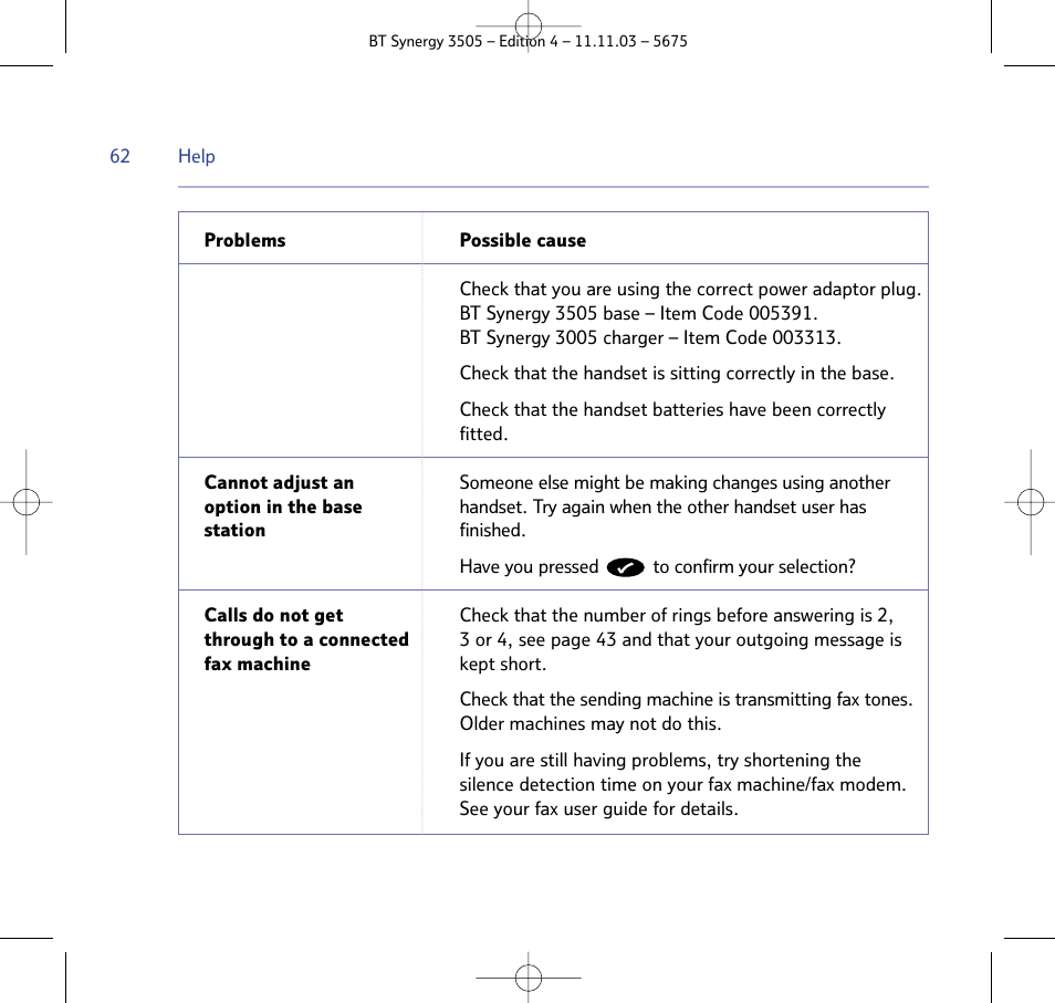 BT 3505 User Manual | Page 62 / 72