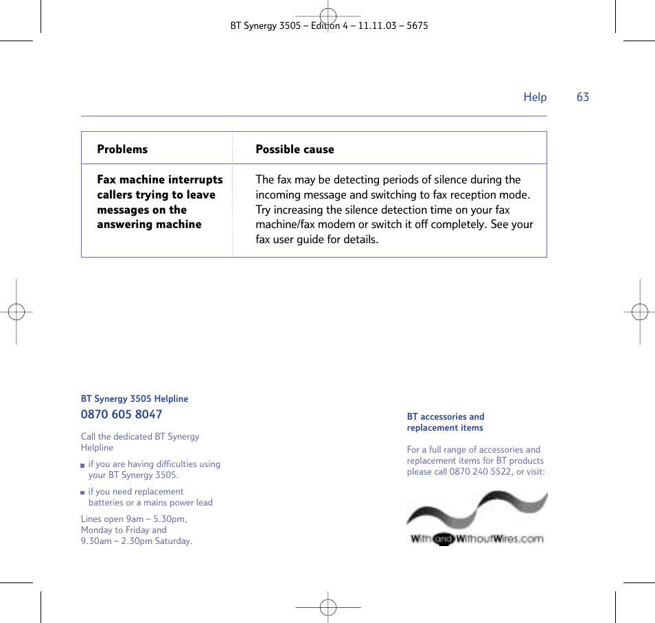 BT 3505 User Manual | Page 63 / 72