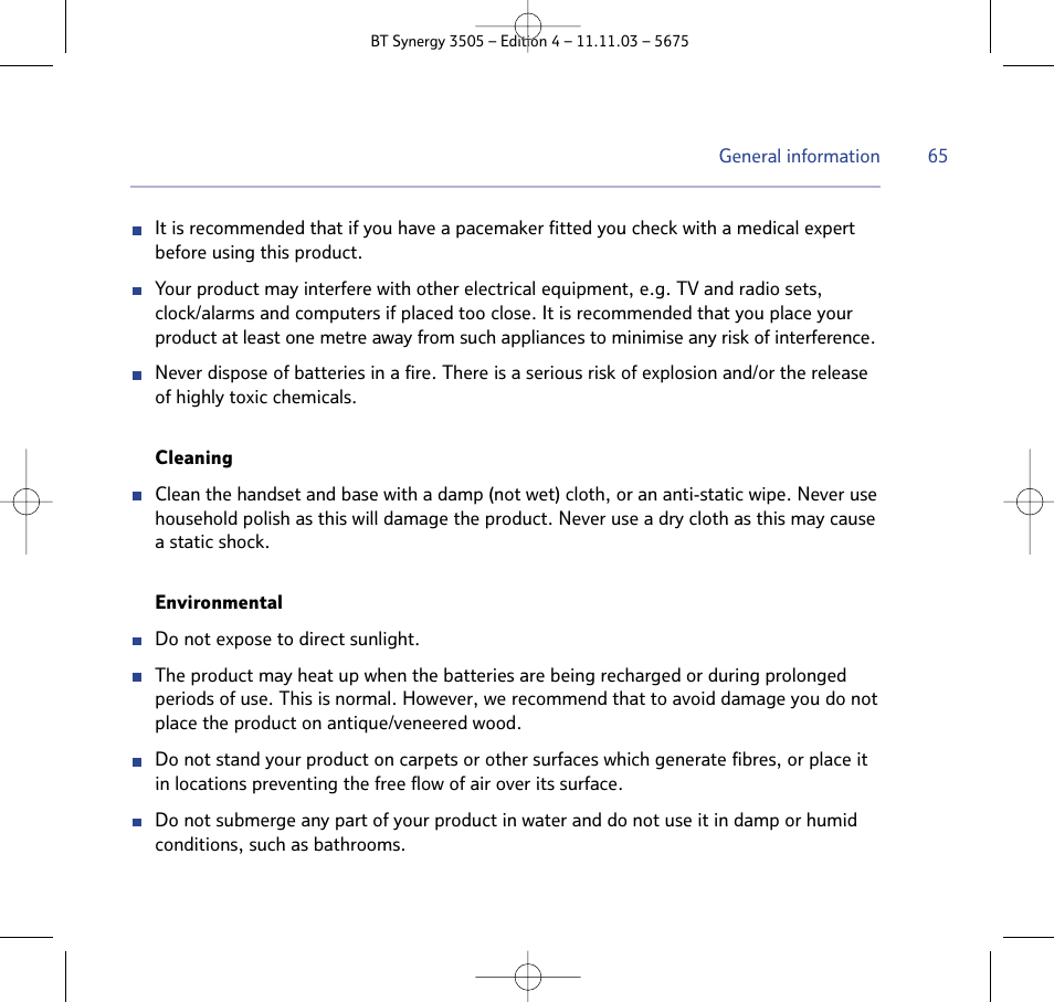 BT 3505 User Manual | Page 65 / 72