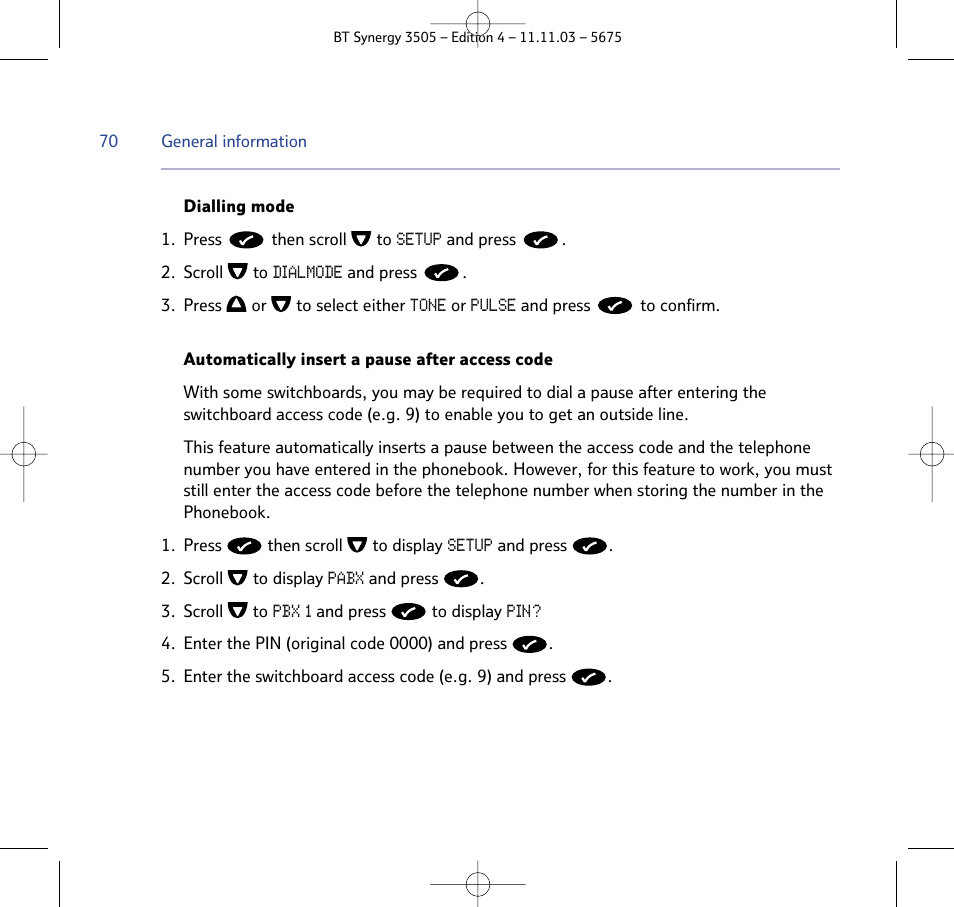 BT 3505 User Manual | Page 70 / 72