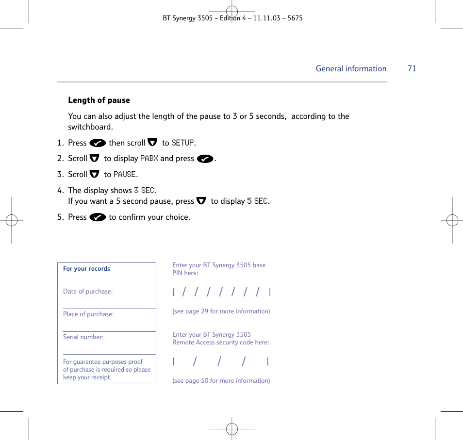 BT 3505 User Manual | Page 71 / 72