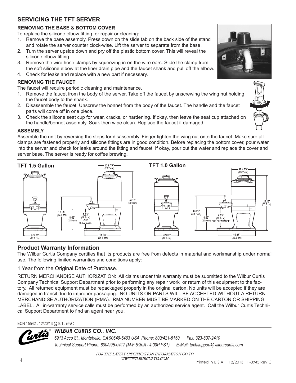 Wilbur Curtis TFT FreshTracTM Coffee Server User Manual | Page 4 / 4