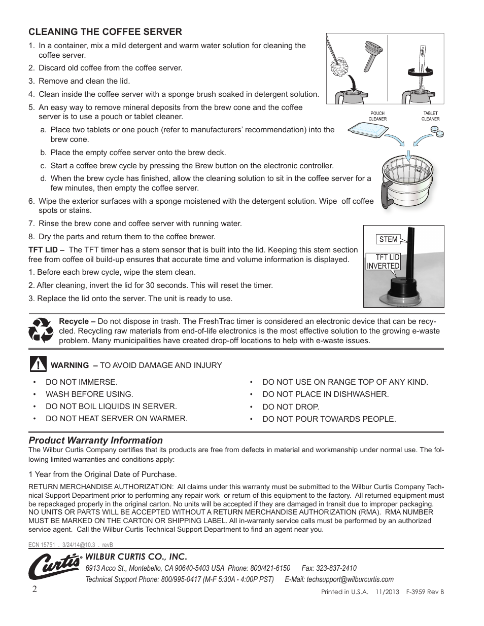 Wilbur Curtis TFT64D User Manual | Page 2 / 2