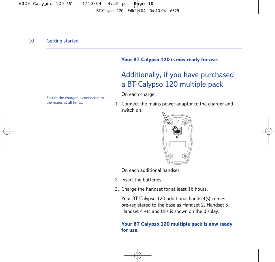 BT Calypso 120 User Manual | Page 10 / 69