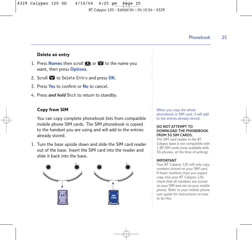 BT Calypso 120 User Manual | Page 25 / 69